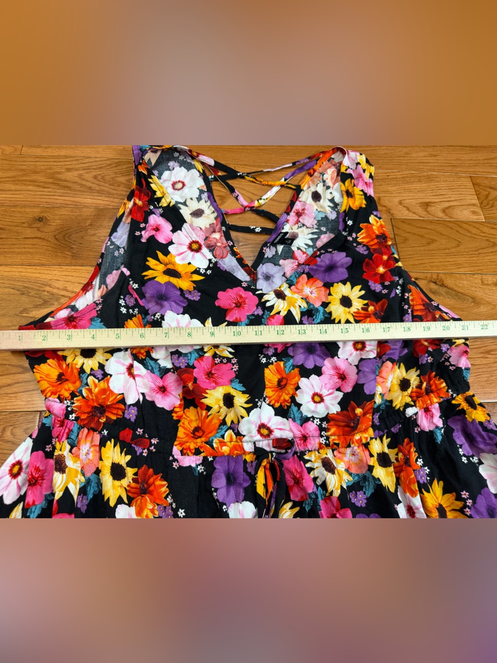 Torrid Floral Babydoll Stretch Challis Top With Hanky Hem - Picture 5 of 7